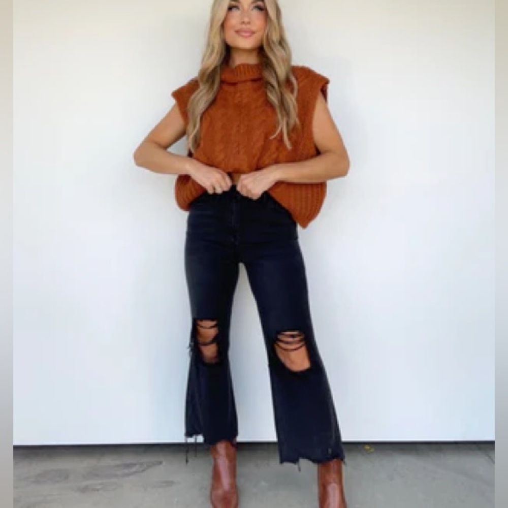 Vervet Black Cropped Flare Black Denim Pants